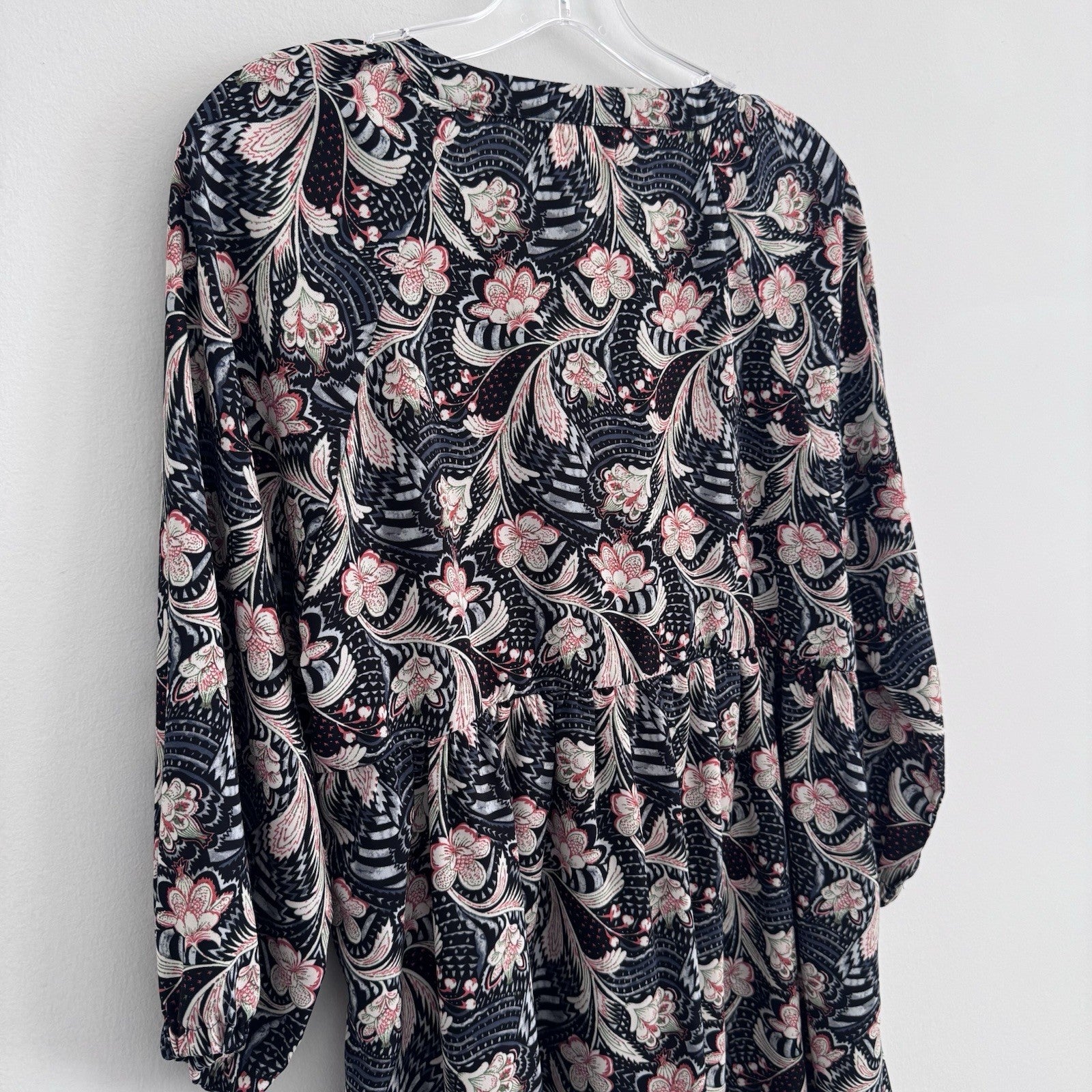 Melloday Womens M Floral Button Front Dress Long Sleeve Boho
