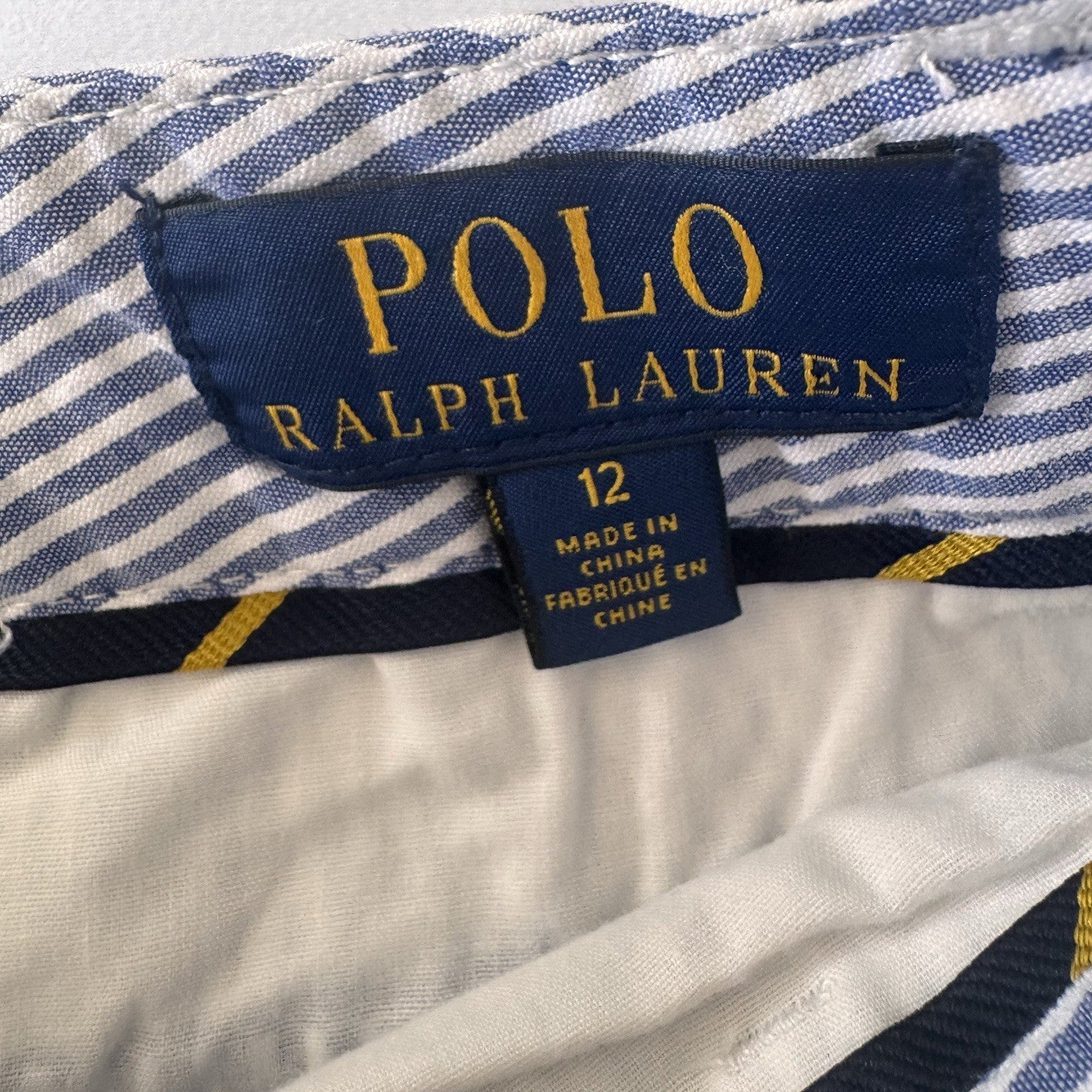 Polo Ralph Lauren Boys Seersucker Shorts Size 12 Blue White Stripe NWT $59.50