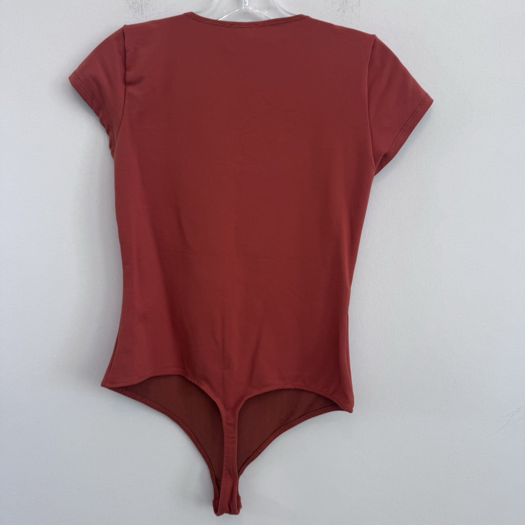 Free People Intimately Bodysuit XS Rust Orange Square Neck Stretch Top