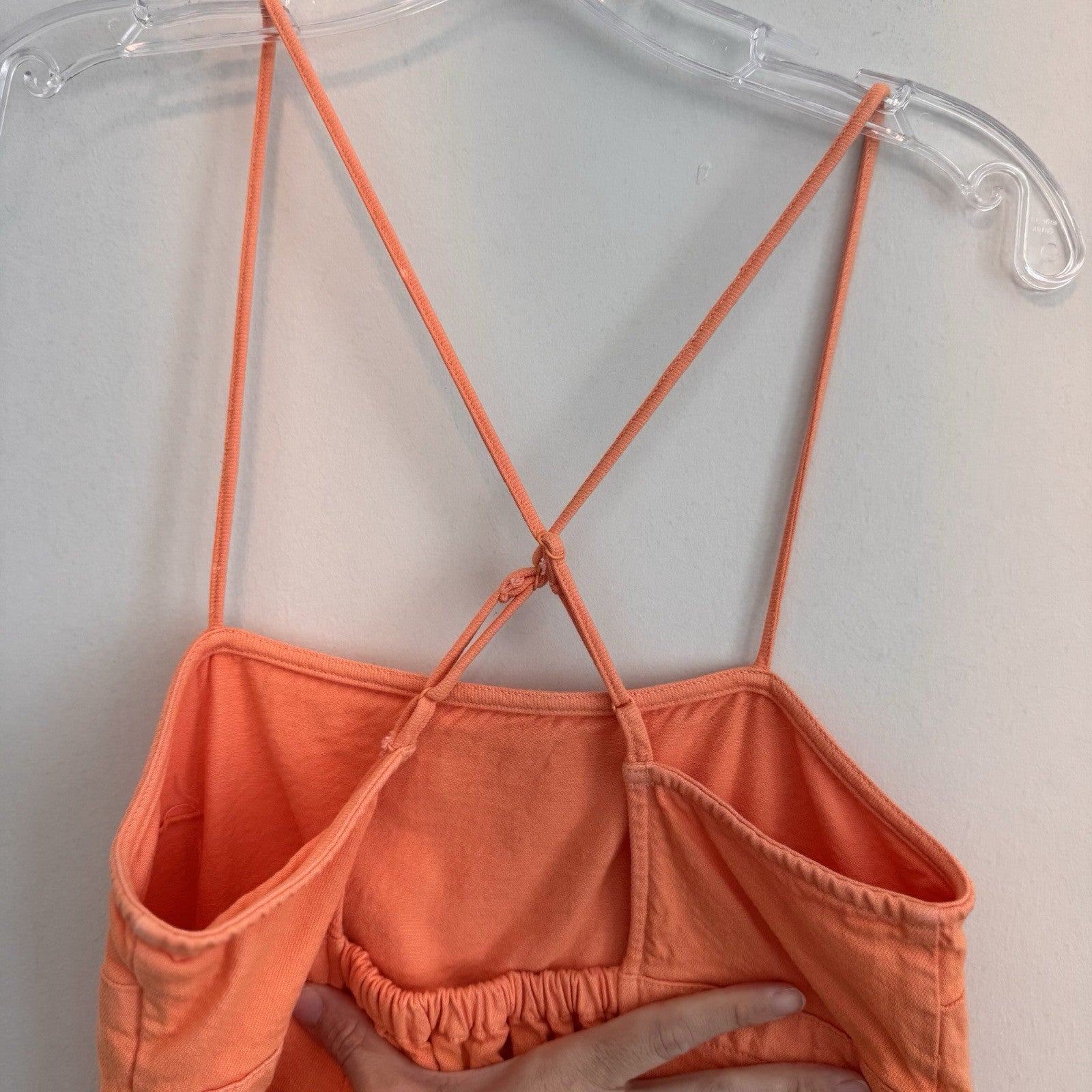 American Eagle Orange Denim Fit & Flare Dress Medium M Sundress Criss Cross Back