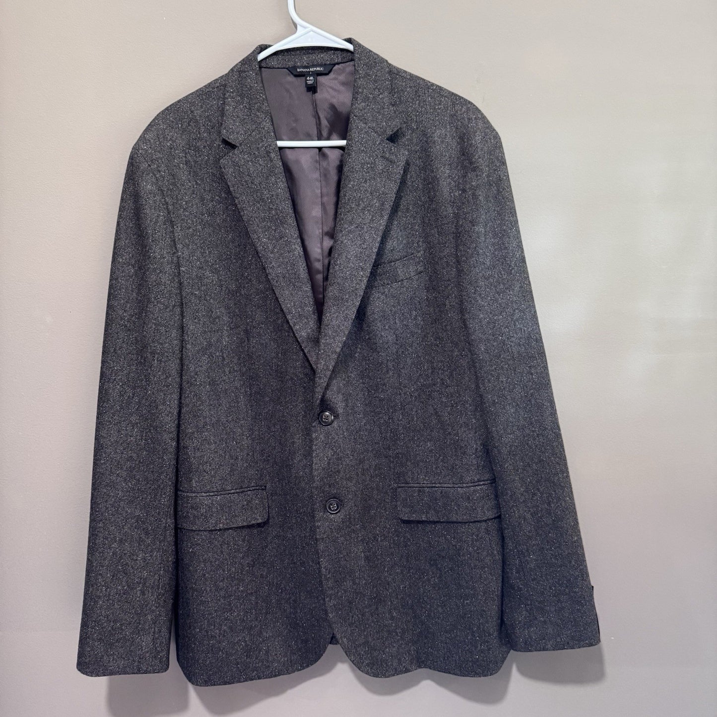 NWT Banana Republic Wool Blazer Jacket 44L Gray Herringbone Tweed Sport Coat