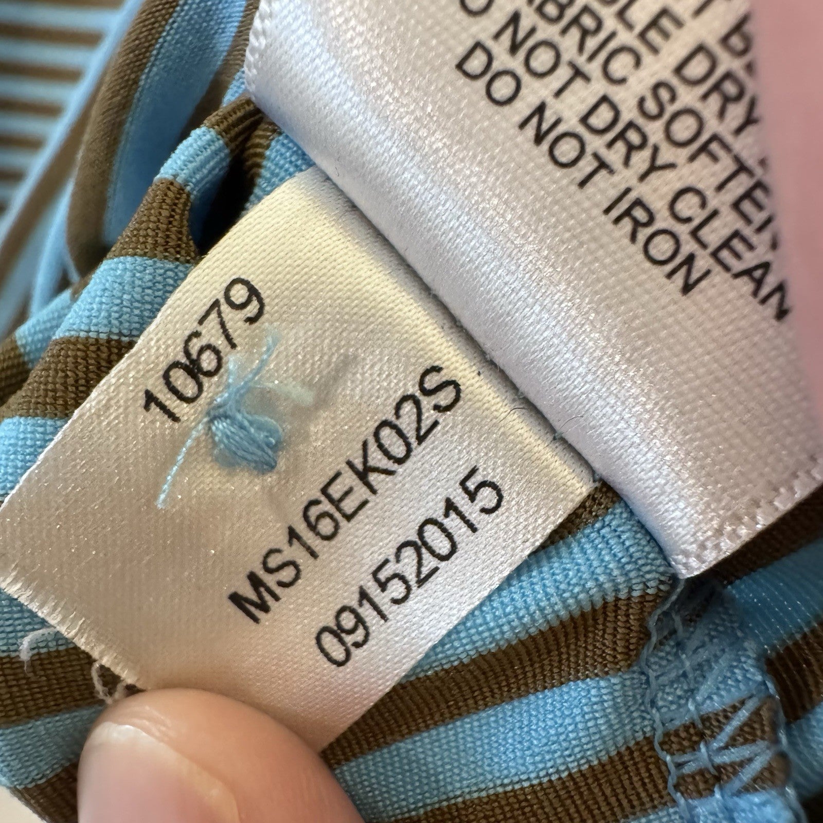 Peter Millar Summer Comfort Polo Shirt Men’s L Blue Brown Stripe Golf Stretch