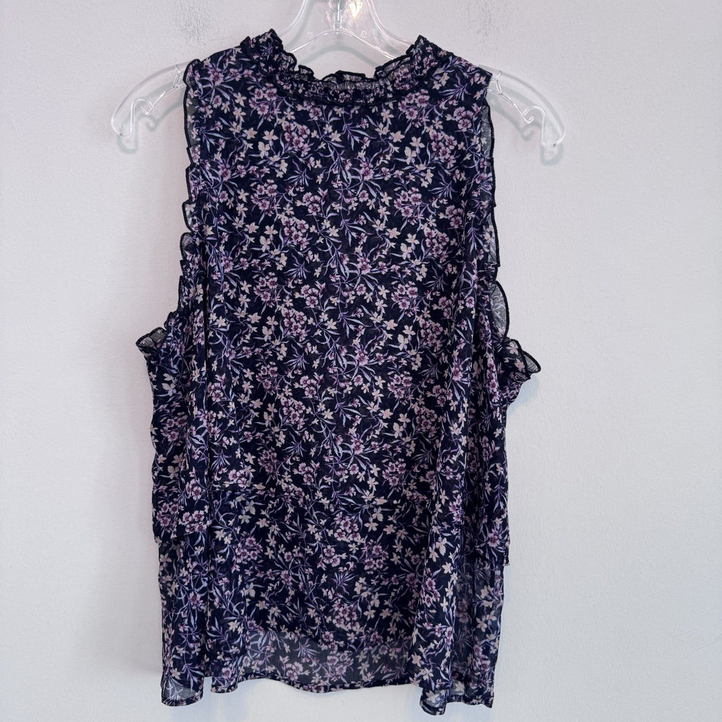 AE American Eagle Floral Ruffle Sleeveless Blouse Top Women XL Boho