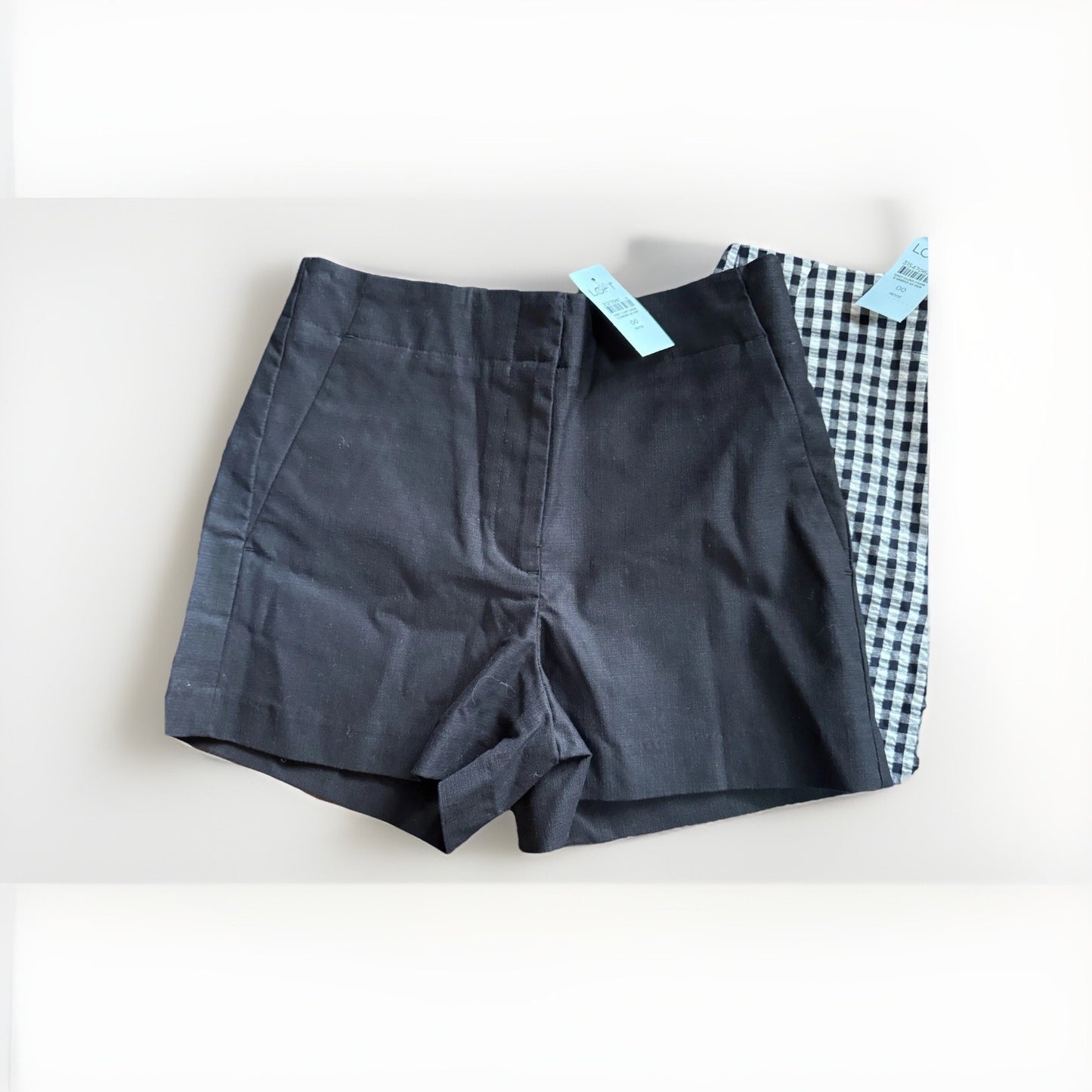 LOFT Petites Shorts Lot | Size 00P | Gingham Check & Solid Black | NWT | Summer 