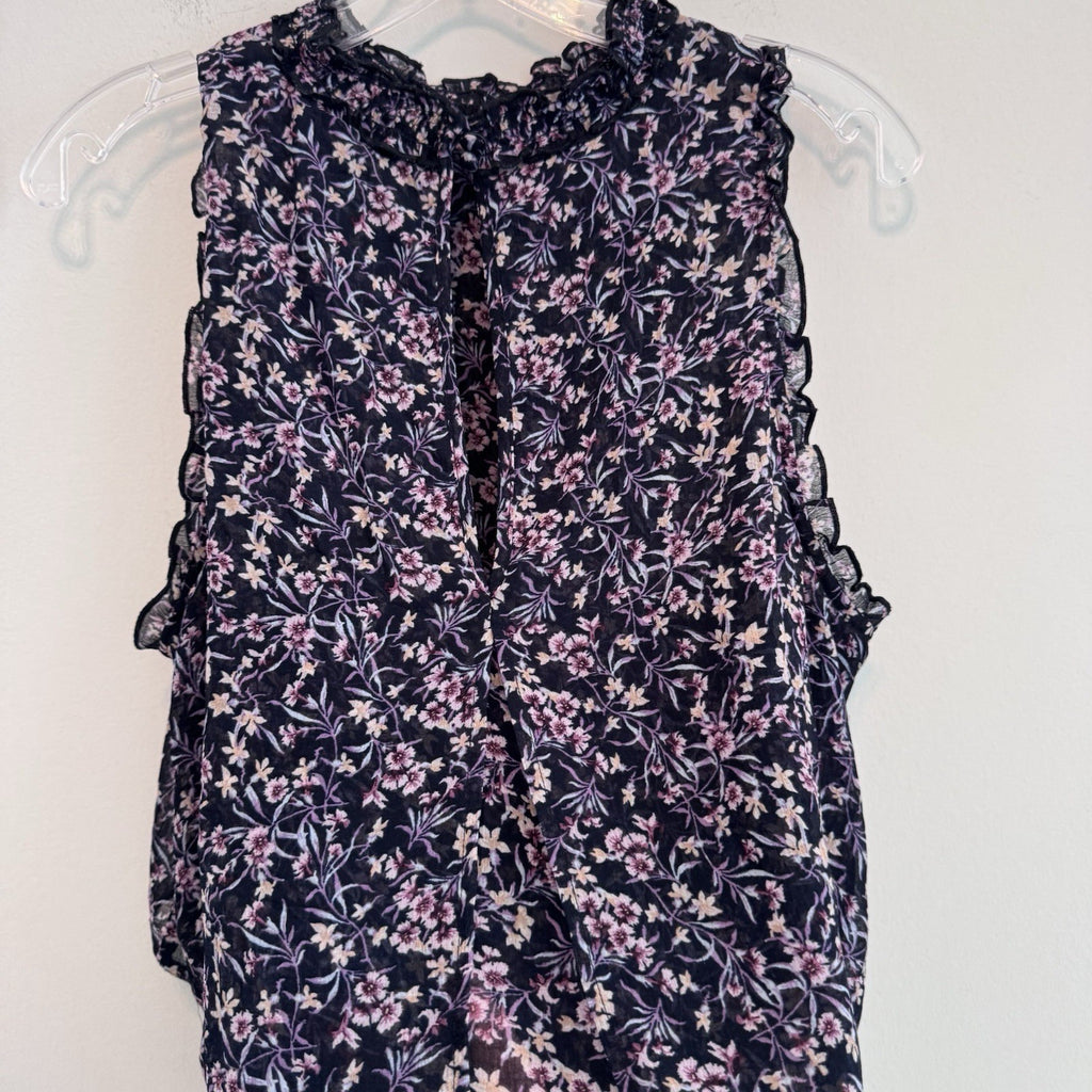 AE American Eagle Floral Ruffle Sleeveless Blouse Top Women XL Boho