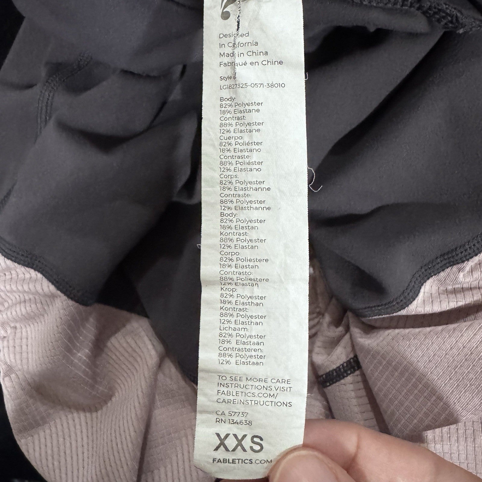 Fabletics Ruched Leggings XXS Gray Pink High Rise Scrunch Ankle Style 136438