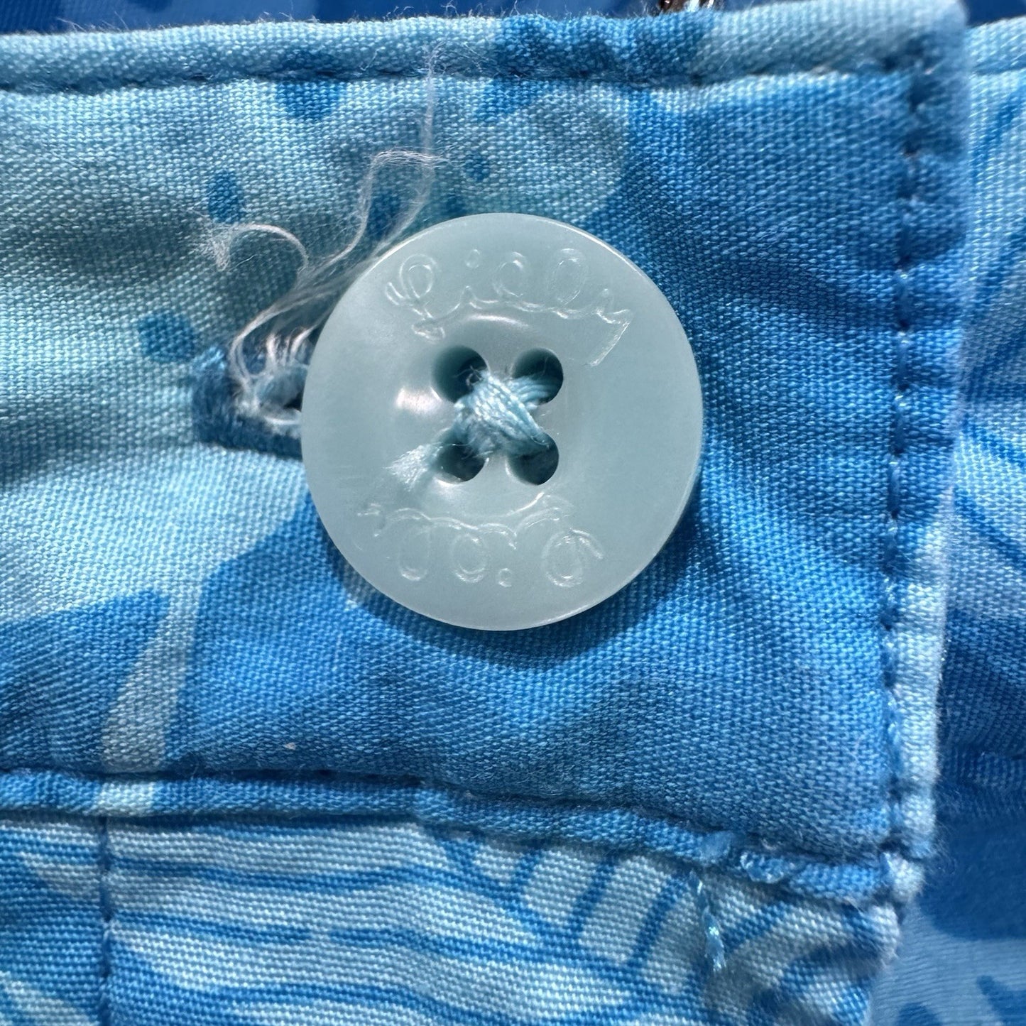 Lilly Pulitzer 14 Blue Capri Pants Butterfly Print Bi-Stretch Cotton Spandex