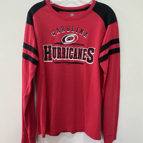 Carolina Hurricanes NHL Long Sleeve Shirt Red Black Mens Size L Hockey