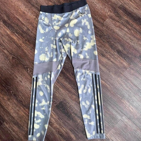 ADIDAS Women's HyperGlam Printed 7/8 Tight Leggings Trace/Yellow SIZE: Med