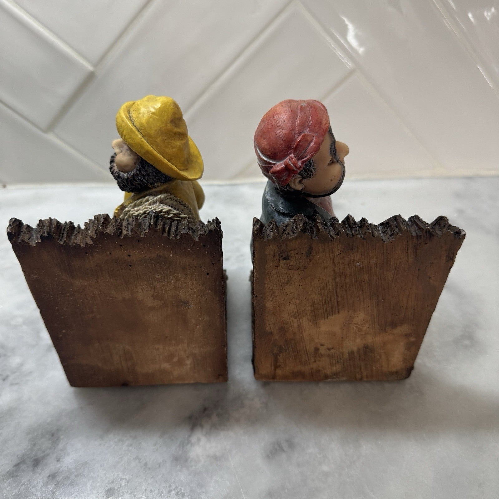 Vintage Fisherman Pirate Resin Bookends Nautical Coastal Sailor Decor Set