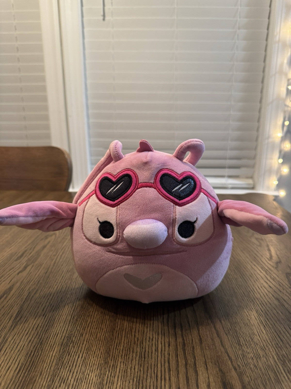 Rare Disney Squishmallows Angel 8” Plush Pink Stitch Companion Heart Sunglasses