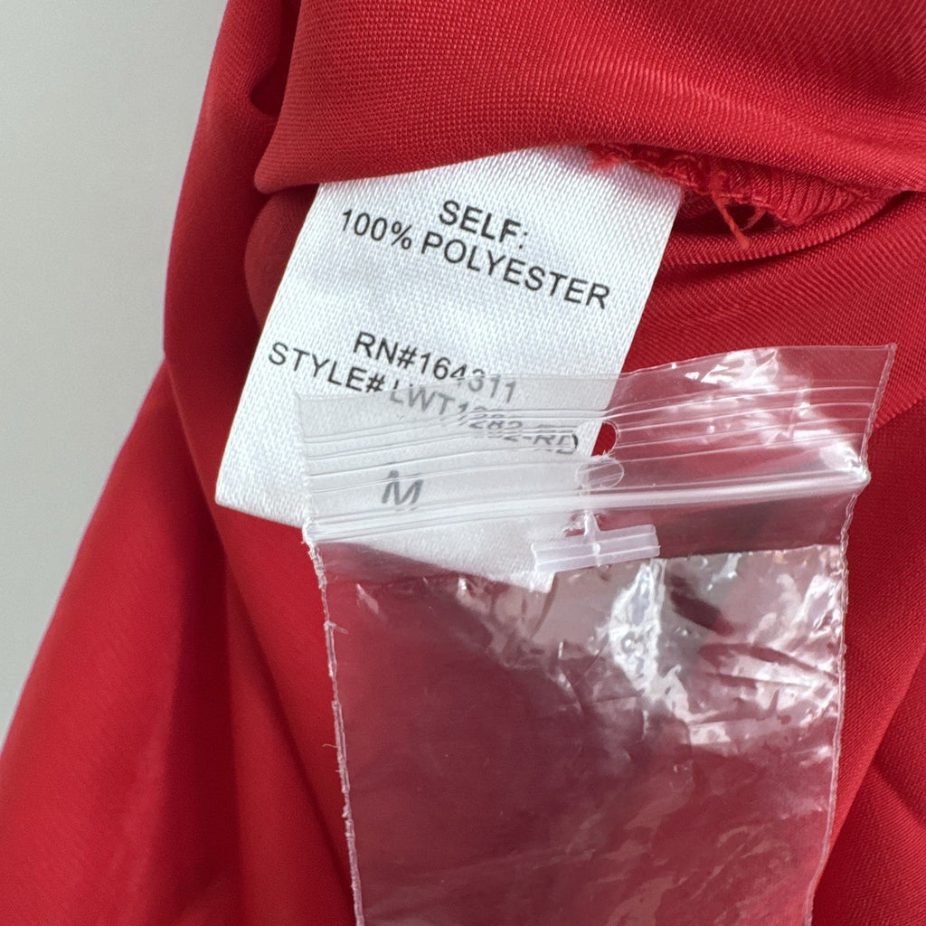 AURA Red Dress Boutique Blouse M Sheer Button Front Collared