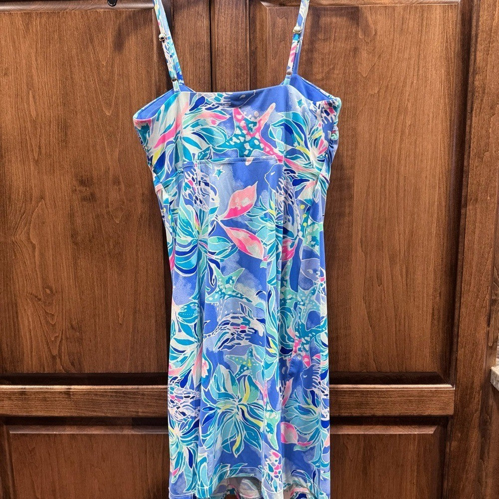 Lilly Pulitzer Bennet Blue Margarete Swim Dress XS Celestial Seas Beach