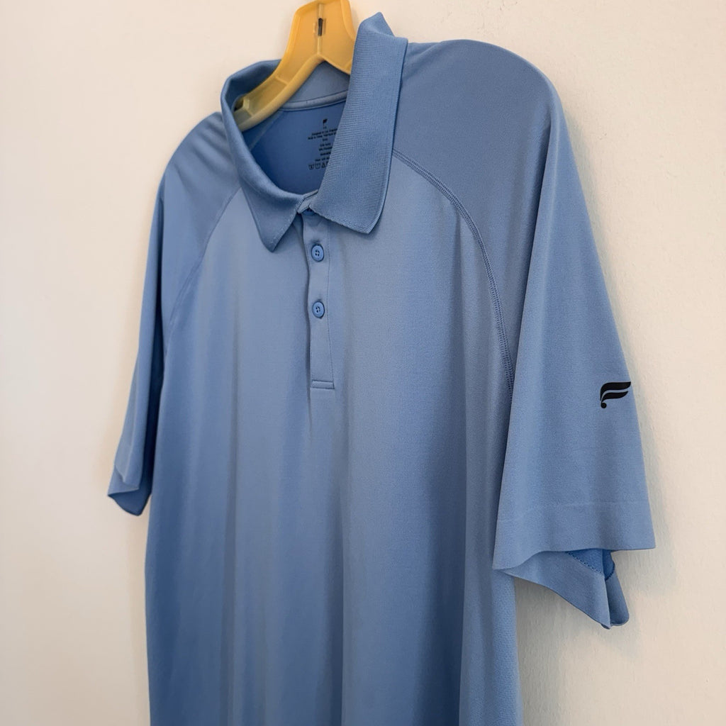 Fabletics Men’s XXL Polo Shirt Blue Performance Sport Short Sleeve Athletic