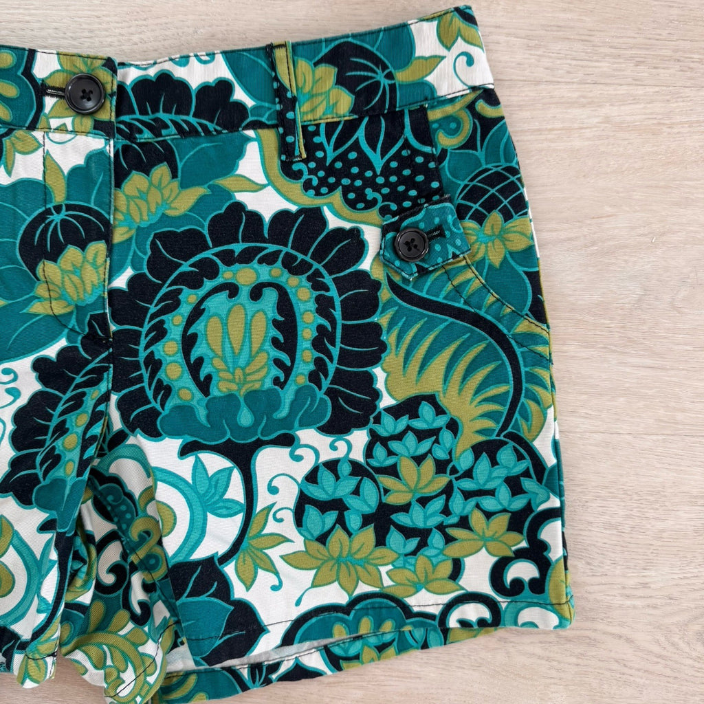 Ann Taylor Women’s Floral Print Shorts Size 4 Green Blue Mod Preppy