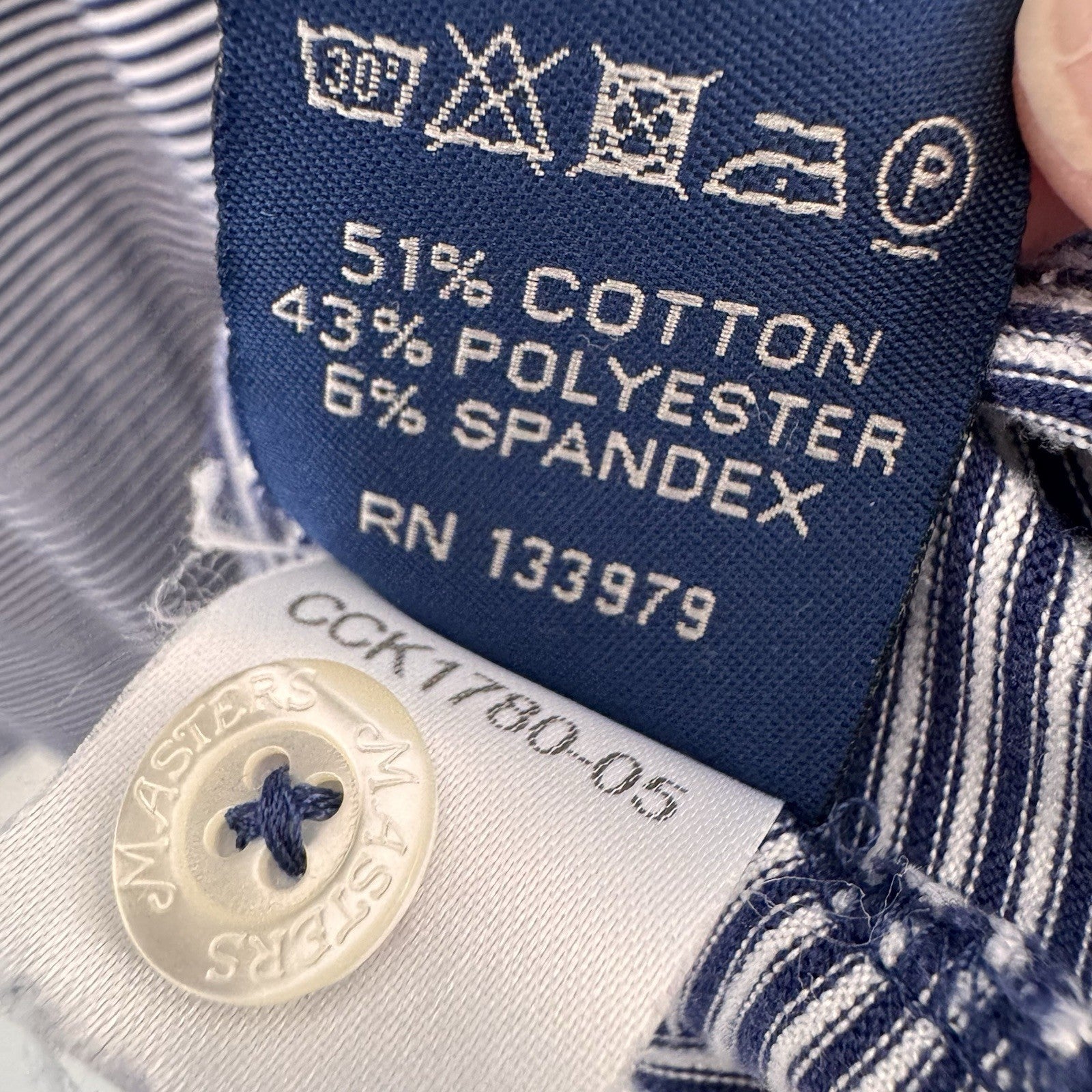 Masters Clubhouse Collection Polo Shirt Men’s L Blue Stripe Augusta Golf