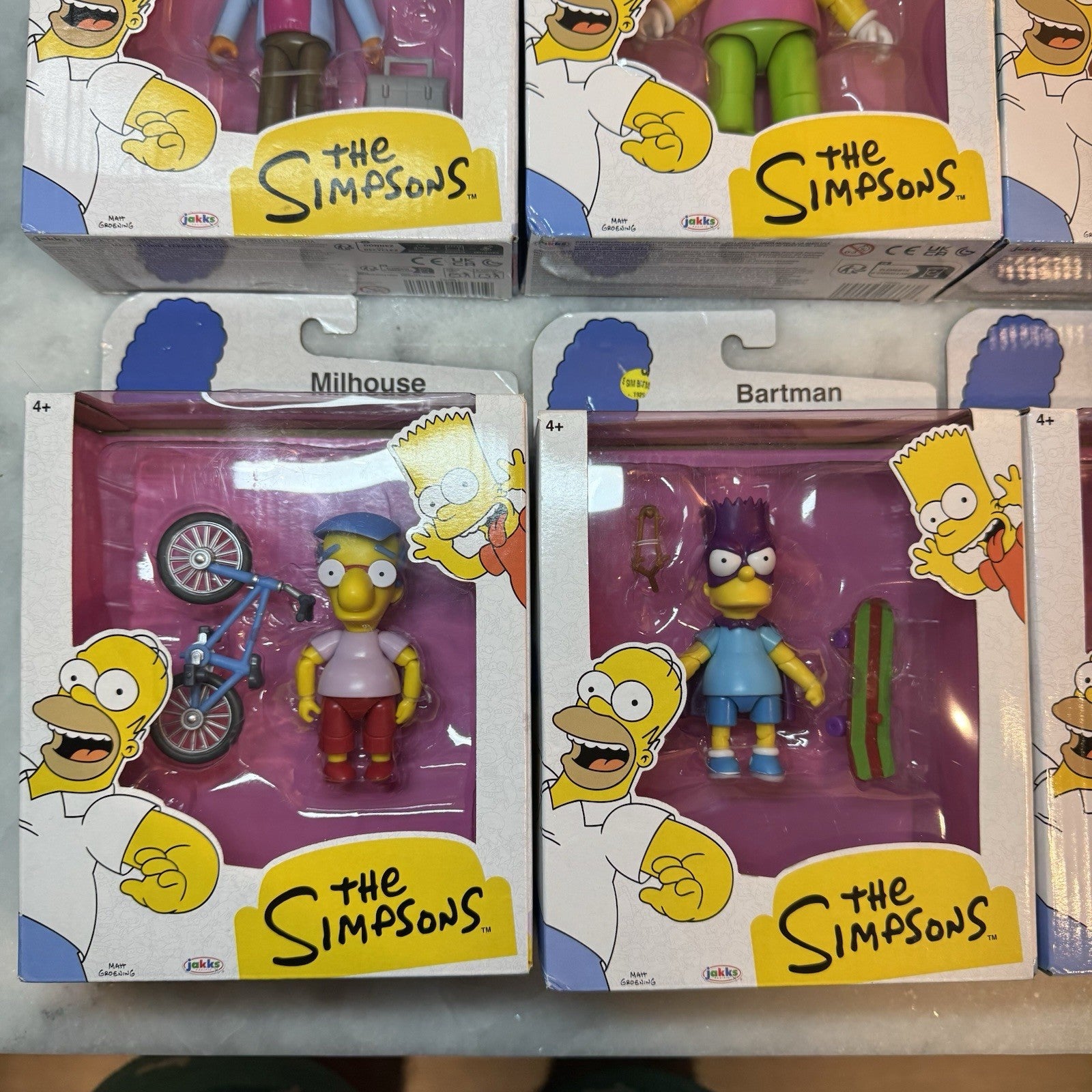Jakks The Simpsons Figure Lot Homer Krusty Bartman Marge Maggie Milhouse NEW