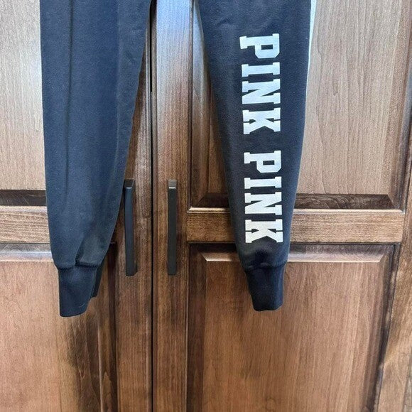 PINK Leopard Colorblock Joggers XS - Black/Gray/Animal Print