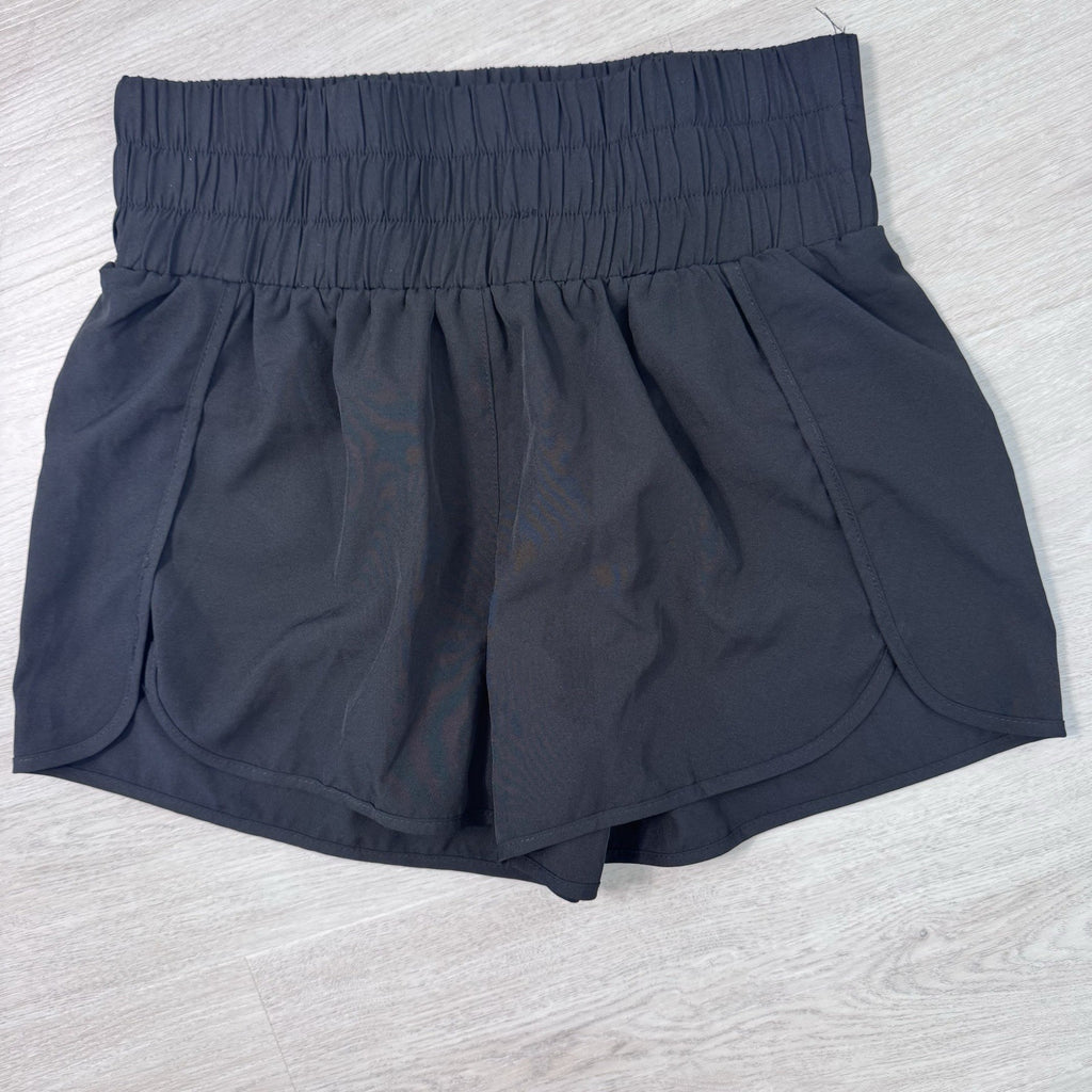 Pink Lily Wide Elastic Band Lined Lounge Athlete Shorts Black Size Large