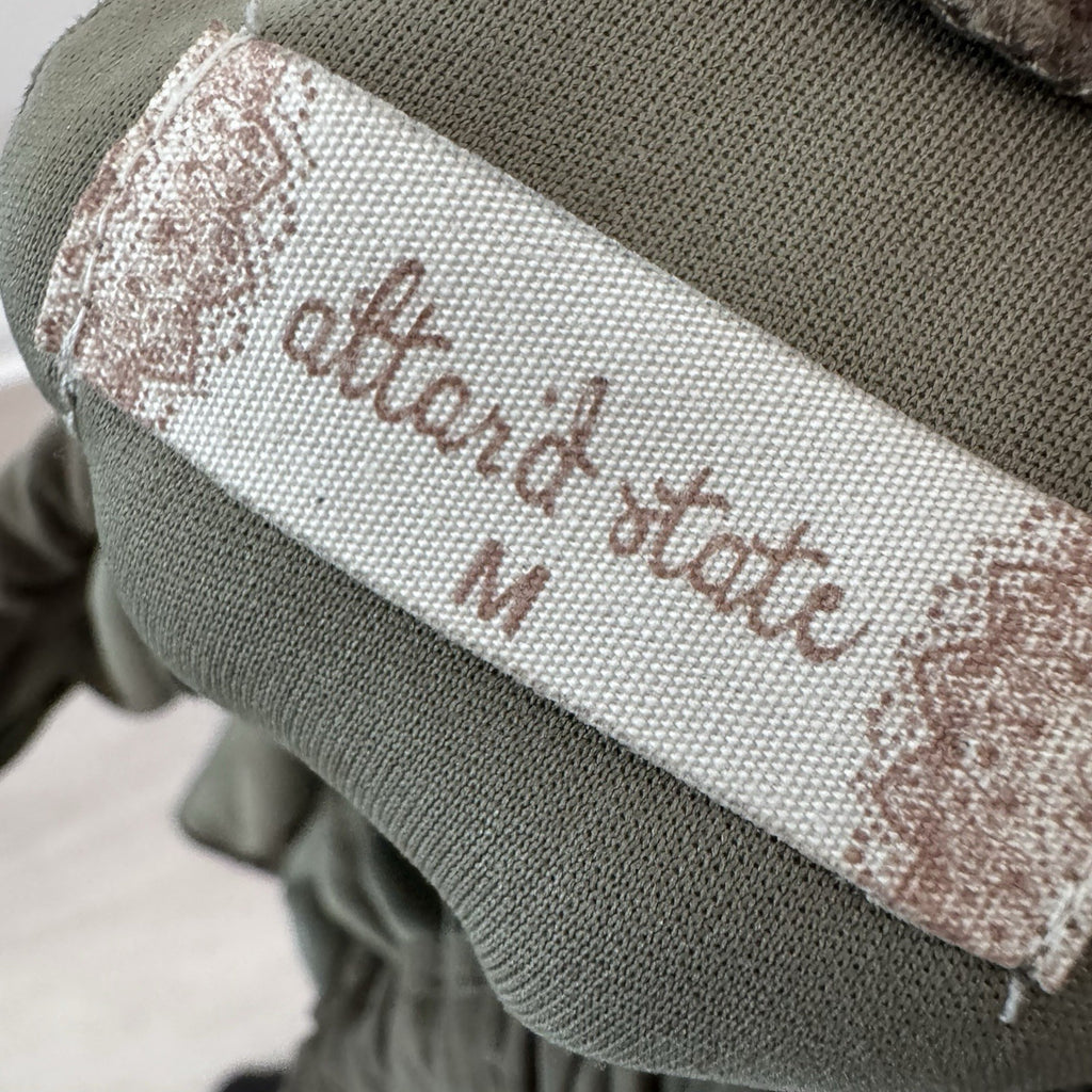 Altar’d State Olive Green Romper M Lace Trim Open Back Boho Festival