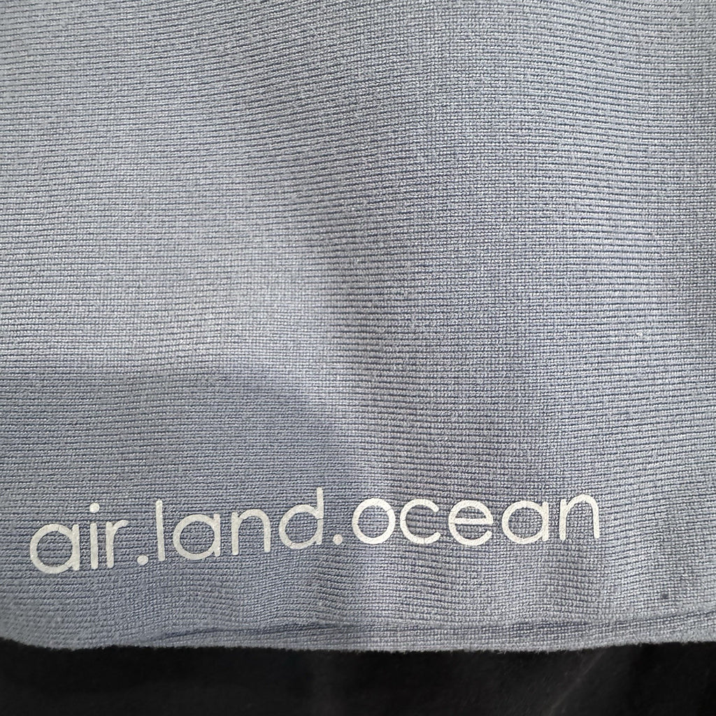 Alo Yoga Air Land Ocean Crop Yoga Pants Grey Pink Stripe Fold Over Waist Medium