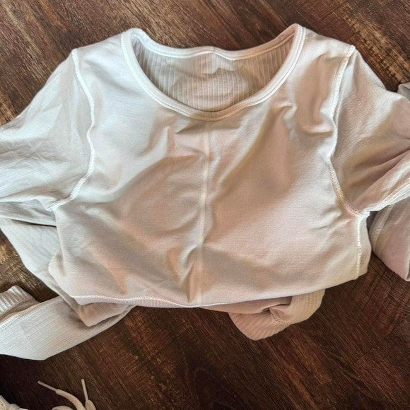 Lululemon Align Ribbed Long Sleeve Crop Top Gray Size 4