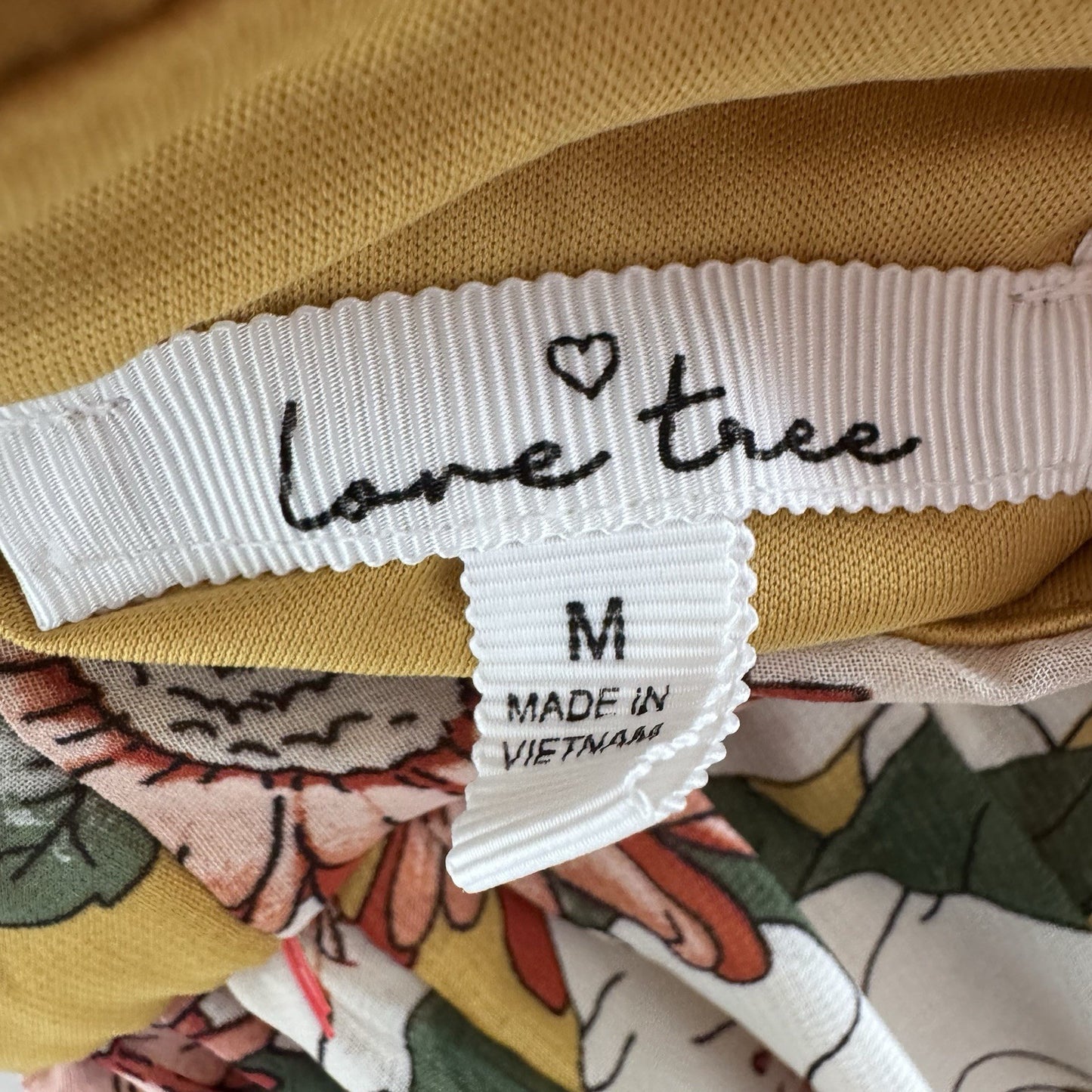 Love Tree Mustard Floral Maxi Dress Women M Boho V Neck Spaghetti Strap