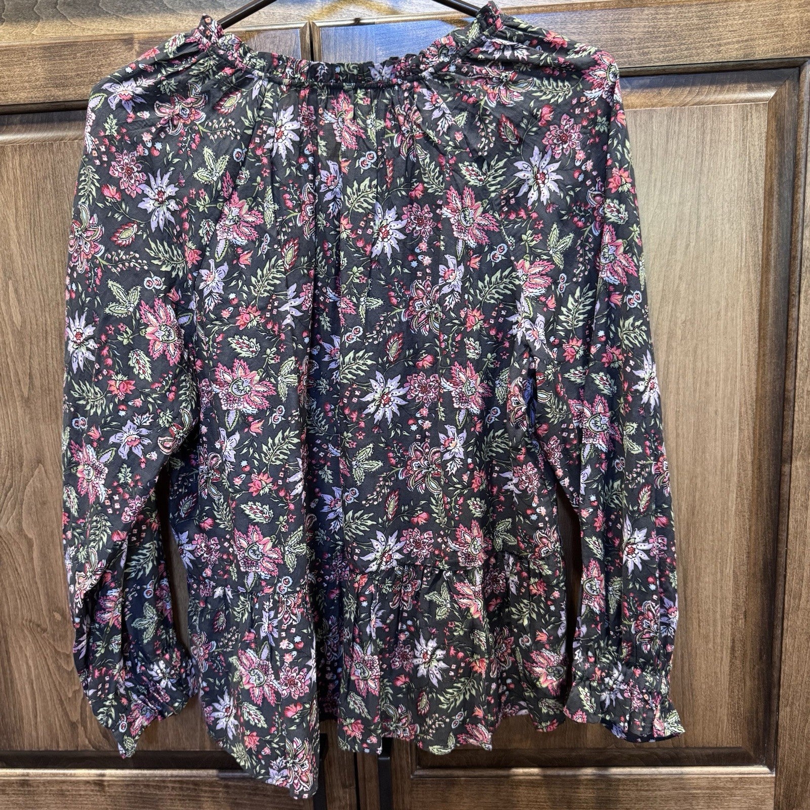 NWT LOFT Women’s Floral Long Sleeve Blouse Size Small Black Pink Green