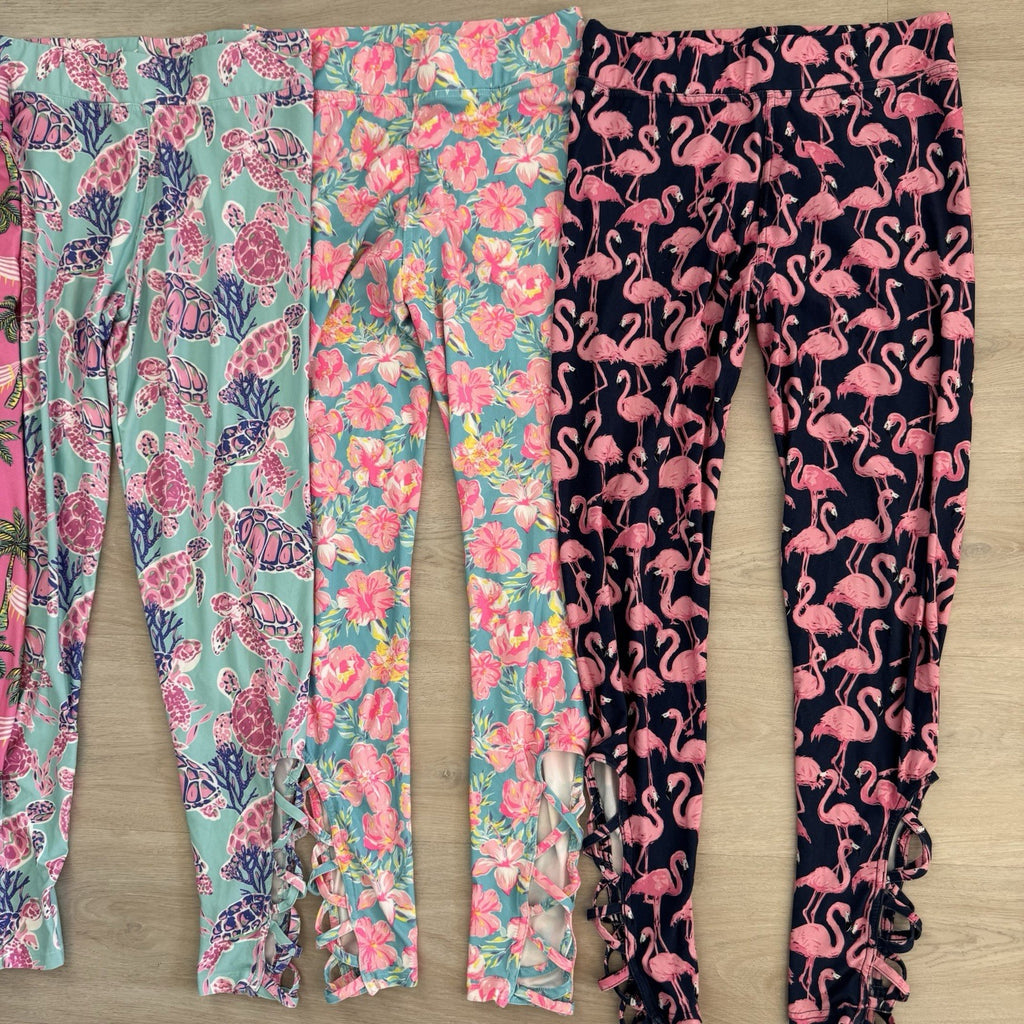Simply Southern Leggings Lot of 4 XS S M Flamingo Palm Floral Preppy