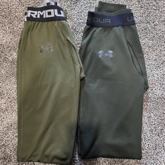 LOT Under Armour ColdGear Leggings Bundle Men’s Small Olive Green Compression