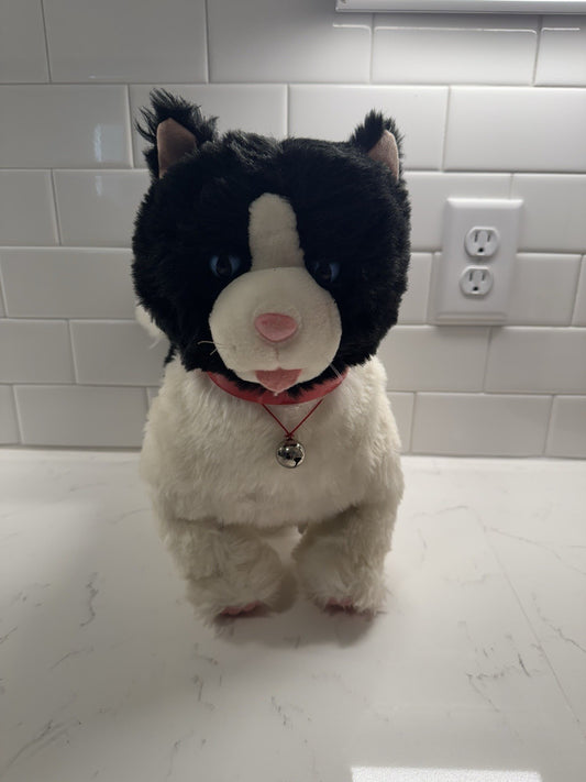 Vintage 2001 MGA Plush Battery Operated Interactive Black & White Cat