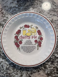Vintage Hankook Korea Ceramic Deep Dish Cherry Pie Plate With Printed Recipe