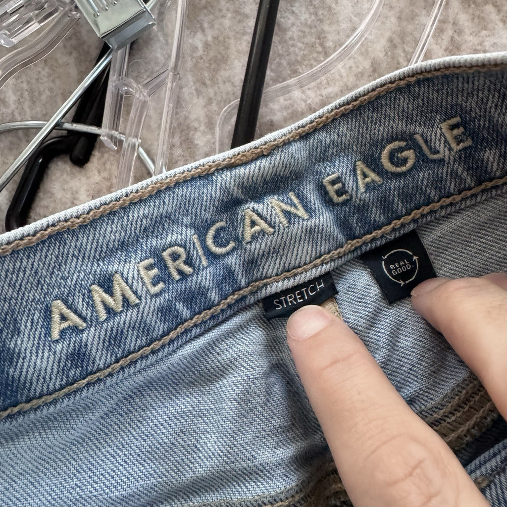 American Eagle Highest Rise Boyfriend Jeans 00 Short Light Wash Stretch Womens