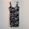 Calvin Klein Women 6 Sheath Dress Abstract Black White Brushstroke Cotton