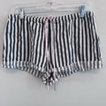 Victoria's Secret Pajama Shorts Silver Metallic Stripe Black White Lounge Medium