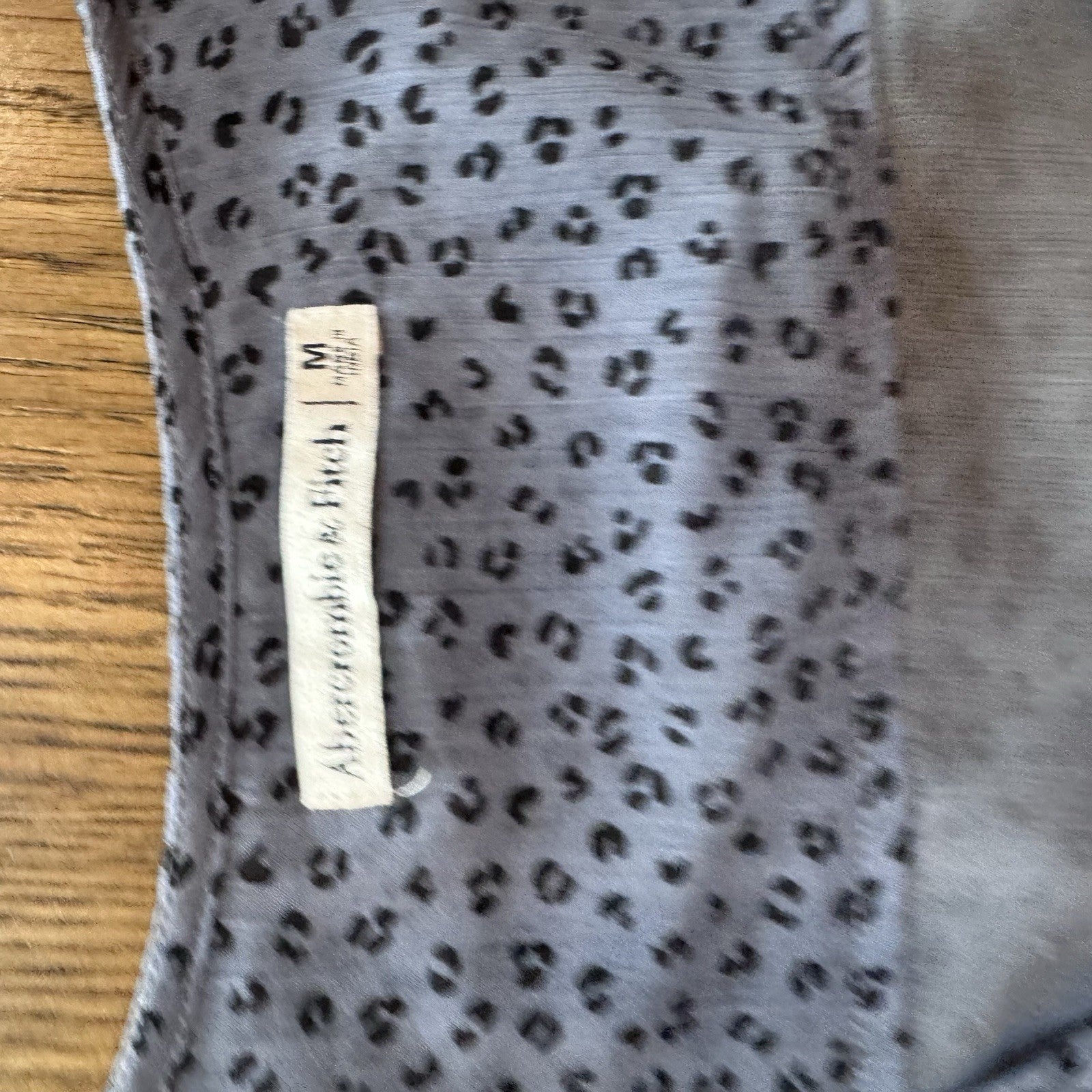 Abercrombie & Fitch Bodysuit Medium Gray Leopard Long Sleeve Snap Bottom