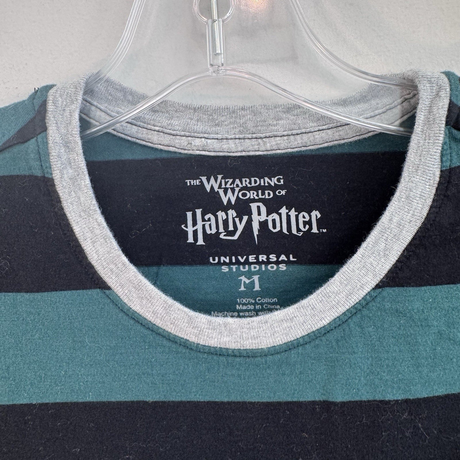 Wizarding World Harry Potter Universal Studios Slytherin Striped Shirt Adult Med