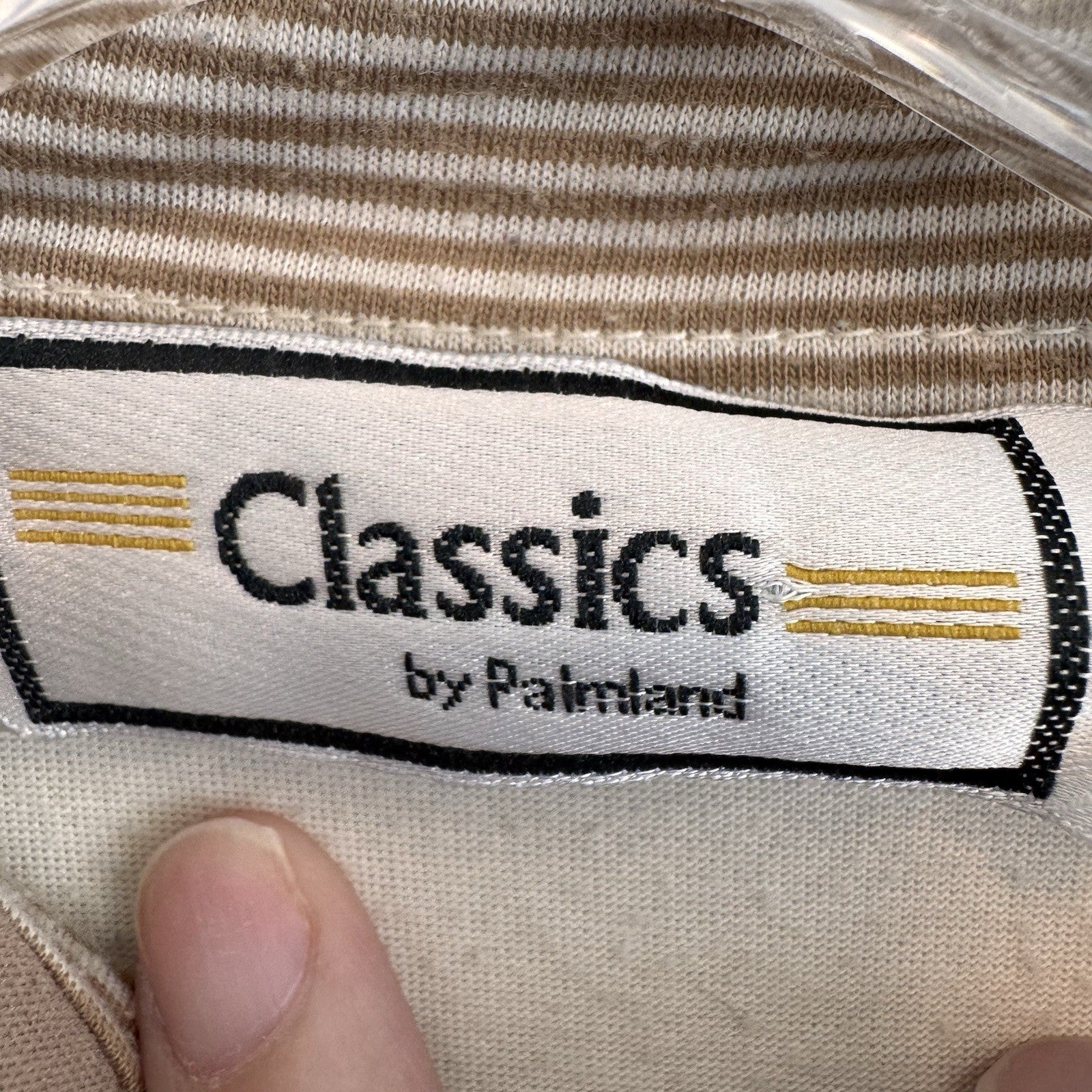 Vintage Classics by Palmland Mens XL Banded Bottom Polo Shirt Cream Brown