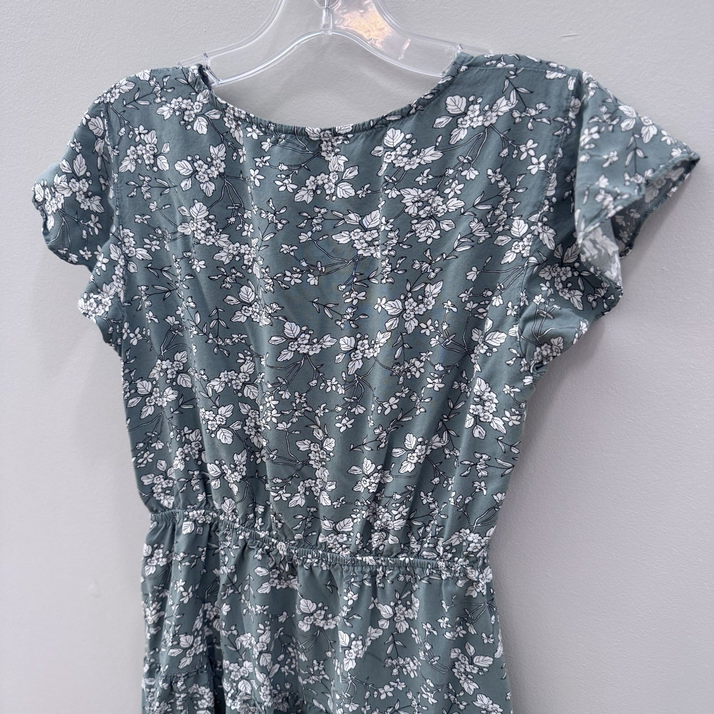 Dotti Green Floral Wrap Dress Women’s Size 8 Short Sleeve Viscose Casual