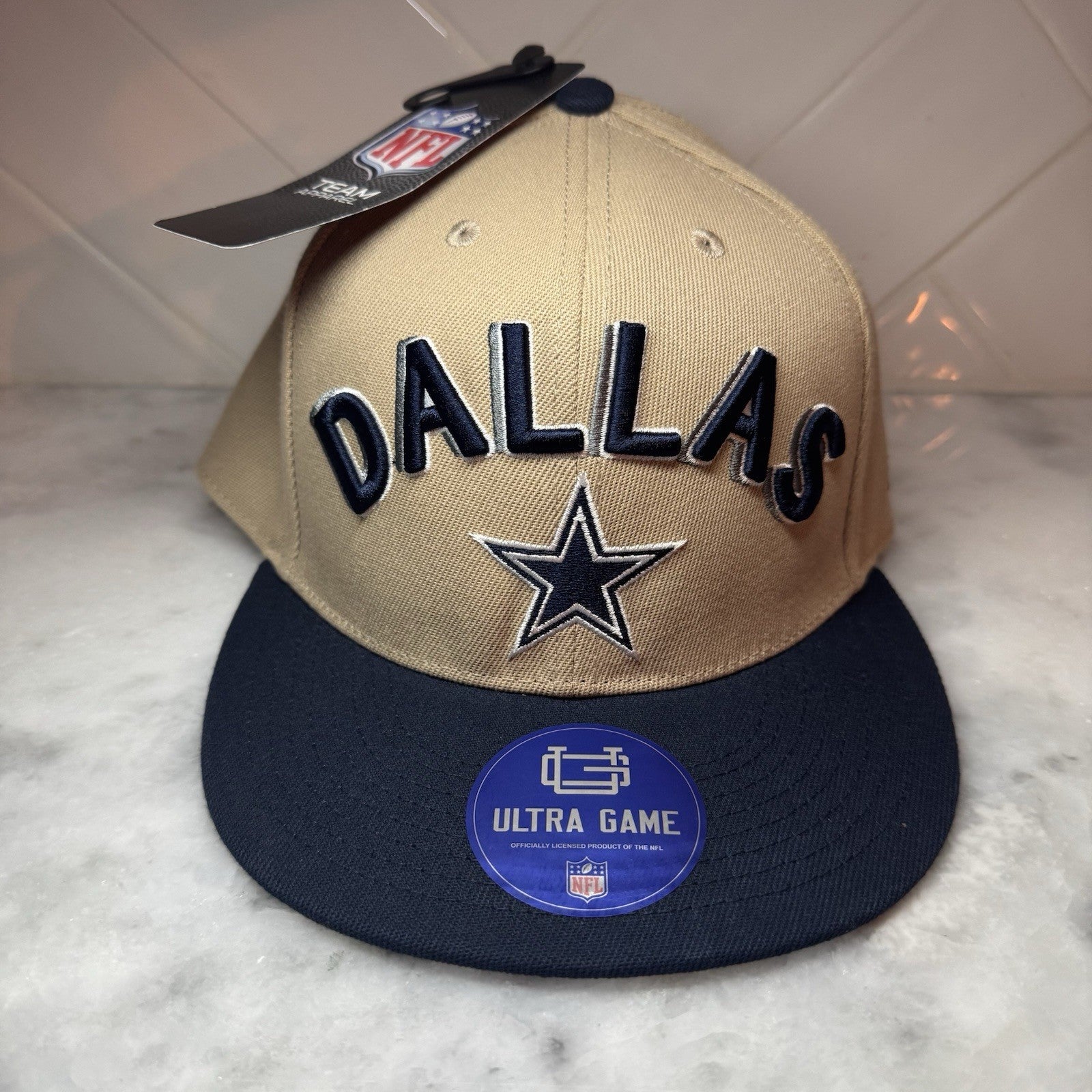 NFL Dallas Cowboys Ultra Game Archway Snapback Hat Khaki Navy Blue Tan NEW