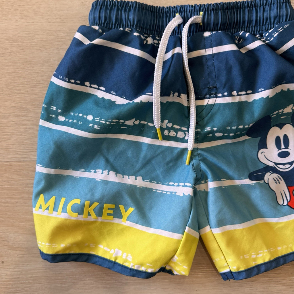 Disney Mickey Mouse Boys Swim Trunks Size 2T Blue Striped Mesh