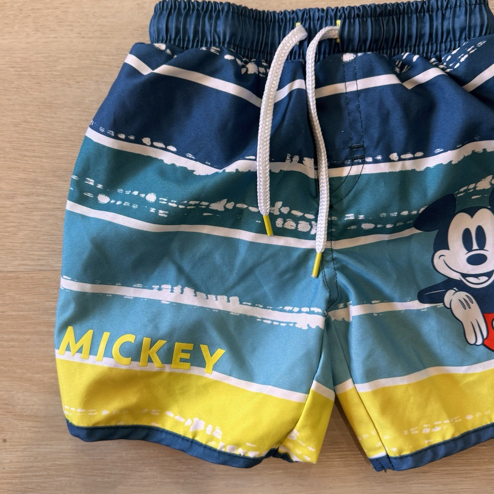 Disney Mickey Mouse Boys Swim Trunks Size 2T Blue Striped Mesh