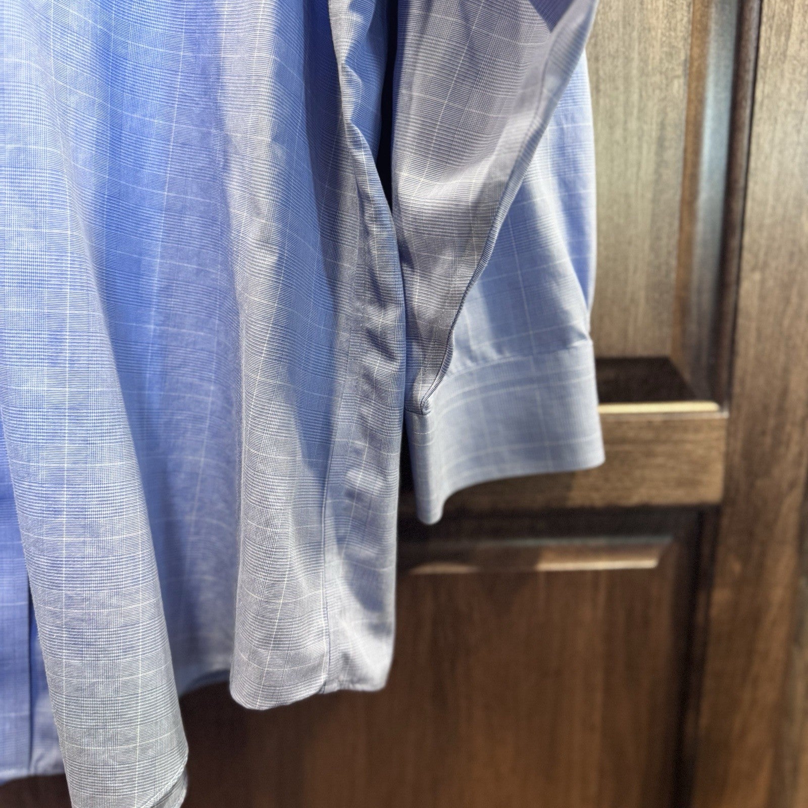 Brooks Brothers All Cotton Traditional Fit Non-iron Dress Shirt 17-34 blue check