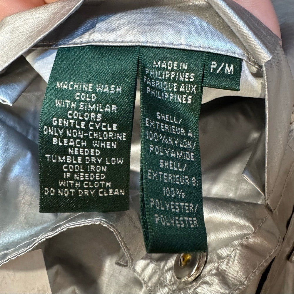 Ralph Lauren Womens PM White Silver Metallic Reversible Vest Snaps $189 NWOT