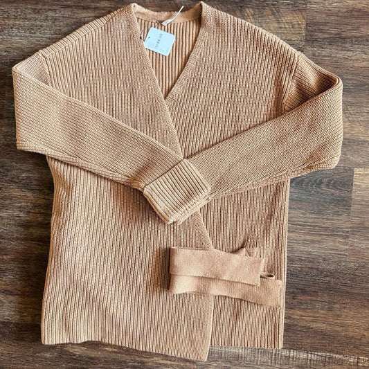 Free People Belted Knit Wrap Sweater - Size Small (NWT)- Retail $120