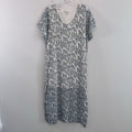Entro Leopard Print Midi Dress Women’s Large Blue White Lined  Boho
