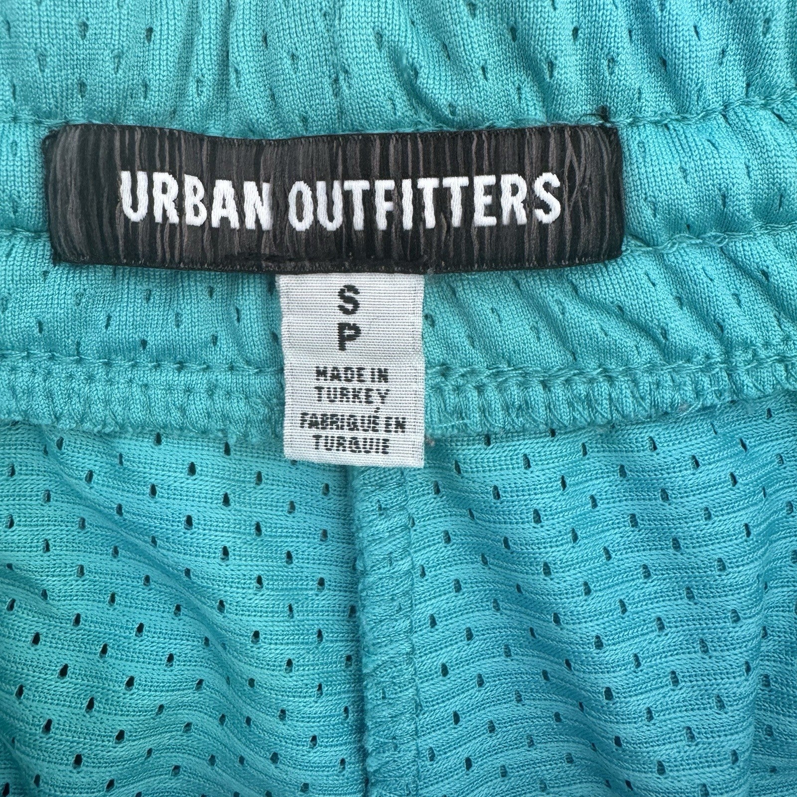 Urban Outfitters Mesh Shorts Small Teal Drawstring Stripe Retro Athletic