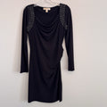 Michael Kors Studded Shoulder Drape Neck Dress Black Size Small