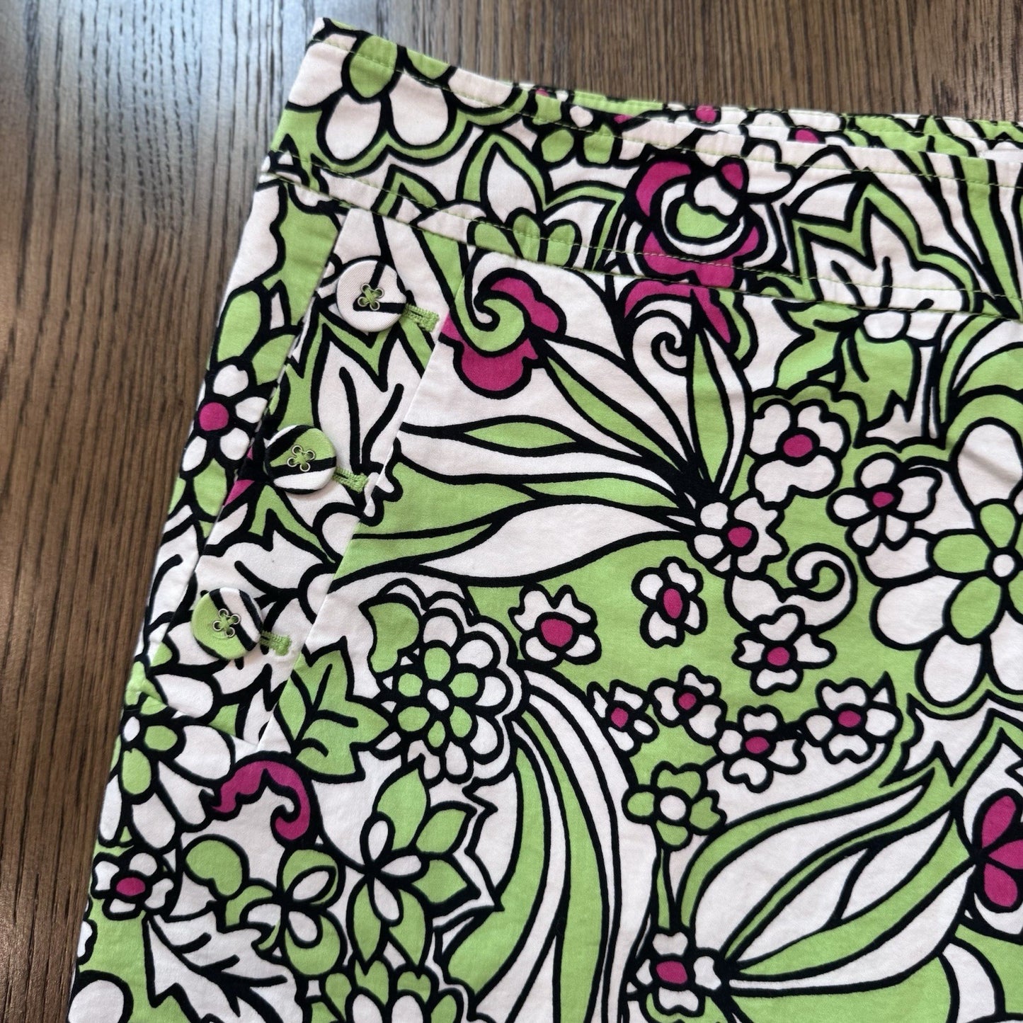 Liz Golf Women’s Floral Skort Size 14 Green Pink White Cotton Stretch
