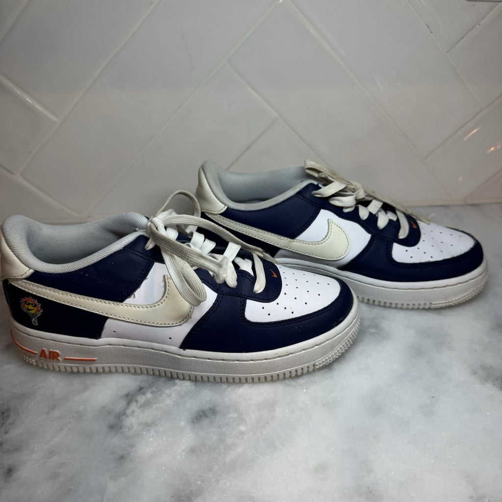 Nike Air Force 1 Low Sun Reactive Navy White Orange Kids Size 5